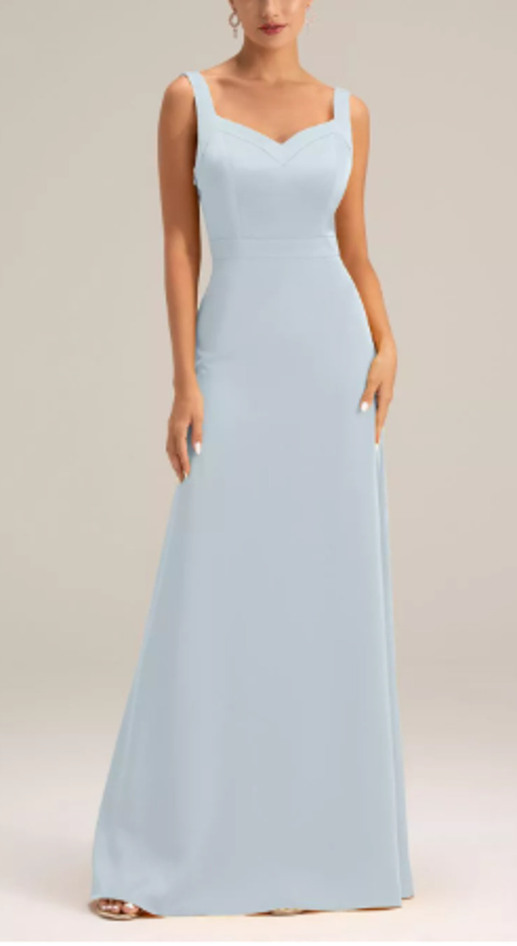 AW BRIDAL SZ 0 XS baby blue Andie satin charmeuse formal \maxi dress NEW B59
